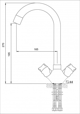 Смеситель кухни хром Rusant  451-07
