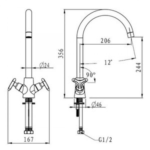 Смеситель кухни хром Kaiser 57033