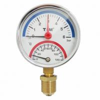 Термо-манометр 0-6 бар 0-120С D80 радиальный