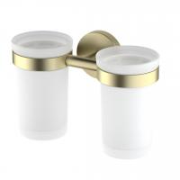 Стакан на держателе двойной матовое золото Aquatek AQ4117BG