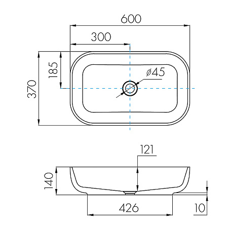 Раковина накладная 600 Лола белая 1A73313KLK010