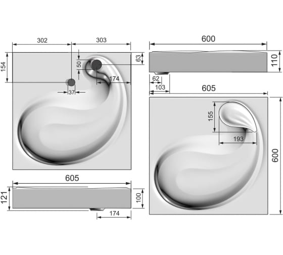 Раковина белая Azario 