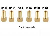 Штуцер в ассортименте 1/2 вн. резьба.