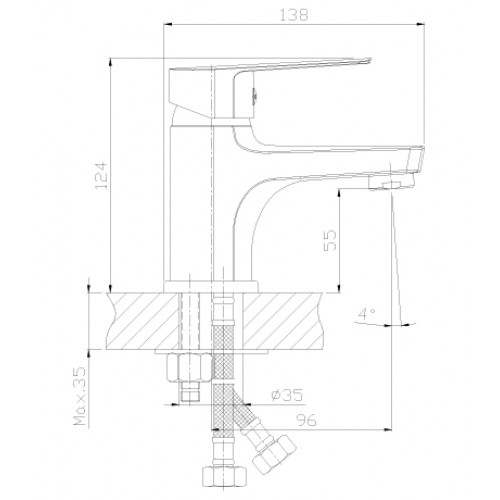 Смеситель раковины хром Rossinka  S35-15 