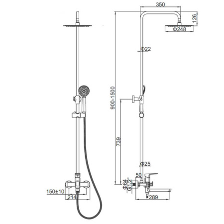 Душевой гарнитур золото Accoona A83126AW