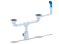 Сифон для кухни 3,5* 40 двойной с отводом без гофры А3045