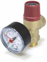 Клапан предохранительный 1/2" вн/вн 3 бар с манометром