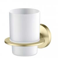 Стакан на держателе матовоеи золото Aquatek AQ4204BG