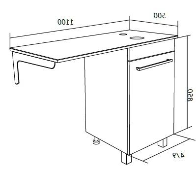 Столешница 110*50 см лдсп белая с кронштейном правая