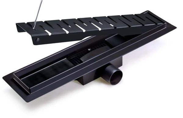 Трап-лоток 70*600 D40/50 решетка черный матовый