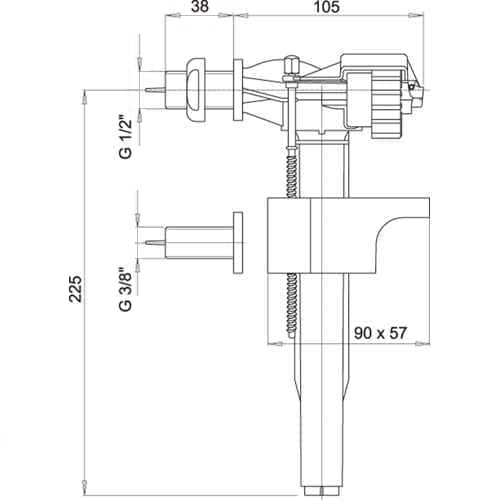 Клапан Alcaplast 1/2" горизонтальный