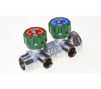 Коллектор Far 1" на 2 выхода 1/2" с вентилями