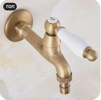 Кран водоразборный 1/2 бронза с керамической ручкой