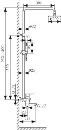 Душевой гарнитур бронза Kaiser 34188-1