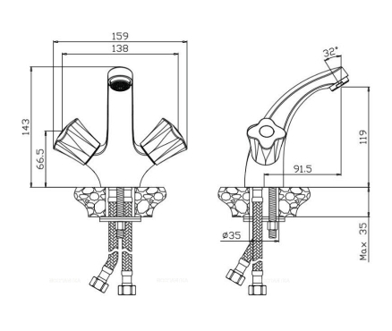 Смеситель раковины хром Olives 21101VG