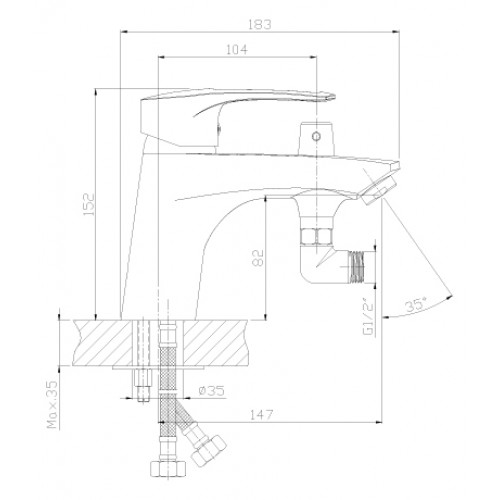 Смеситель ванны хром Rossinka  T40-38