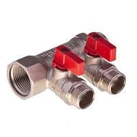 Коллектор Valtec 3/4" на 2 выхода 1/2" с кранами