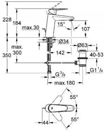 Смеситель раковины хром Grohe 23448002
