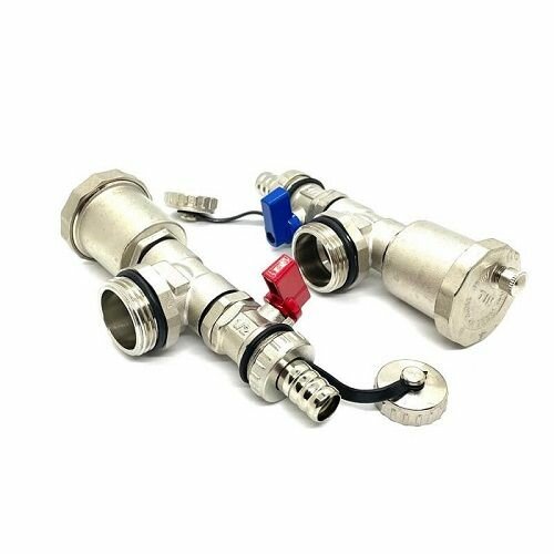 Концевая группа Tim 1" для коллектора комплект красный/синий