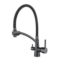 Смеситель кухни с фильтром графит Ledeme L4855U-12