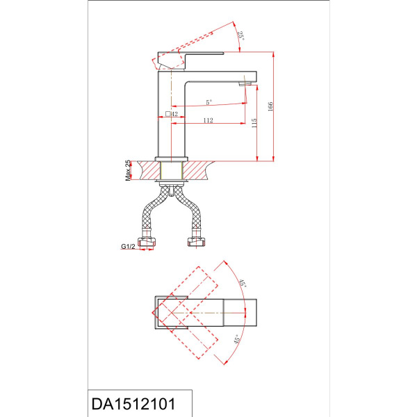 Смеситель раковины черный D&K  DA1512105