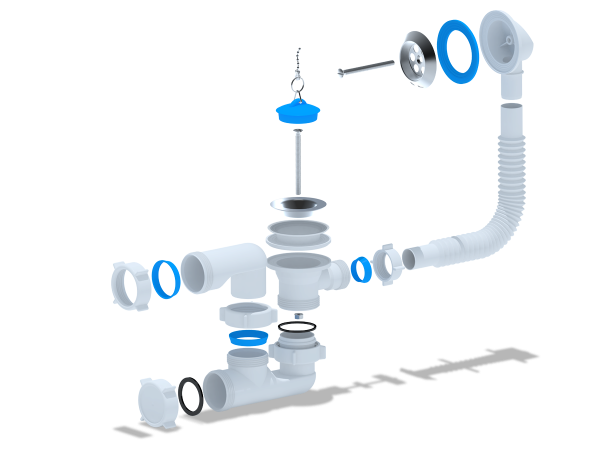 Обвязка для ванны с пробкой 1 1/2 без гофры  Е250