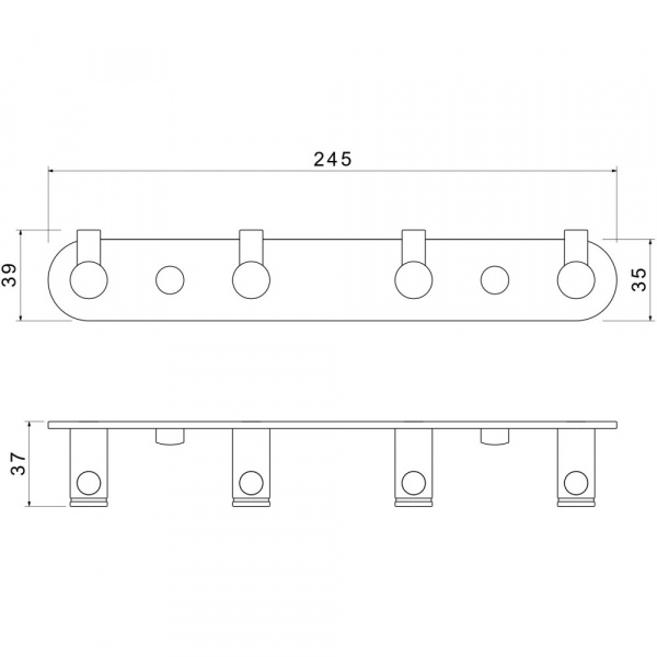 Крючки на планке-4 матовое золото Aquatek AQ4123BG