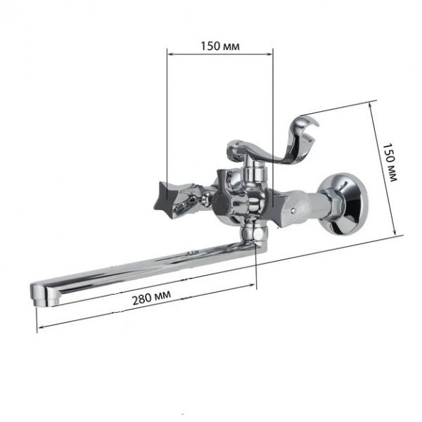 Смеситель ванны хром Latora Lux 26220LL без шланга и лейки