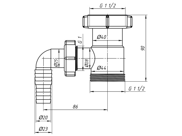 Врезка в сифон 1 1/2*40 с резьбой А4154/М110