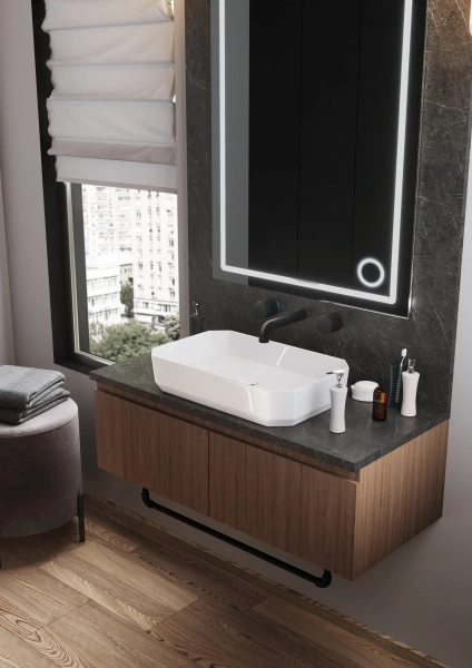 Раковина 550 накладная Sanita Luxe белый Line55