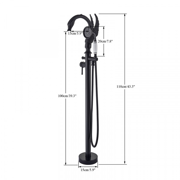 Смеситель ванны черный Лебедь