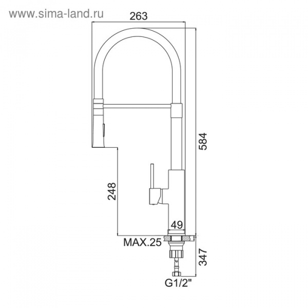 Смеситель кухни хром Accoona  А4890F-1