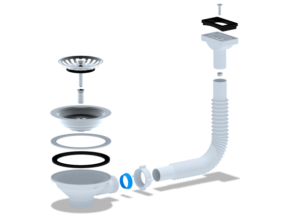 Выпуск для мойки 3,5 с переливом вверх N310