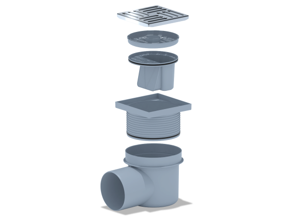 Трап D110 горизонтальный регулируемый 150*150 решетка нержавеющая сталь