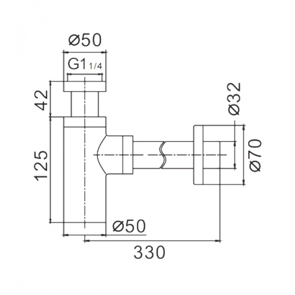 Сифон для раковины оружейная сталь  1 1/4 F82-9