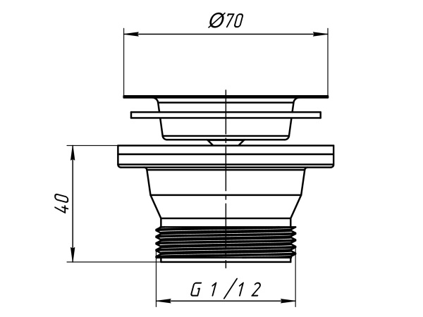 Выпуск для мойки 1 1/2 короткий болт M100