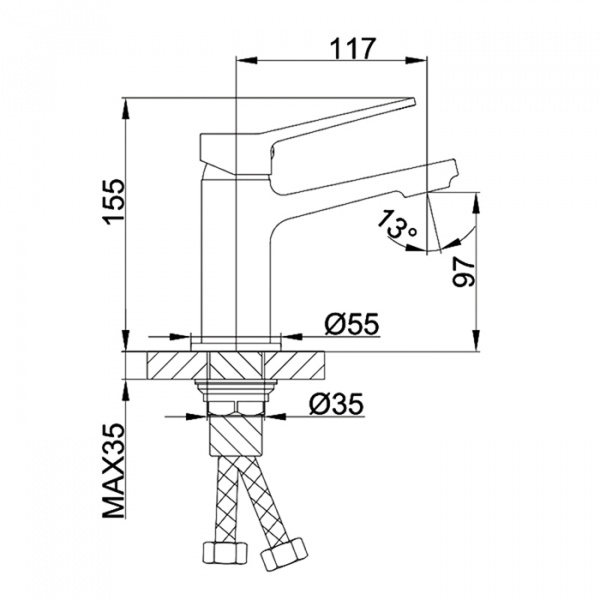 Смеситель раковины черный Frap F1062