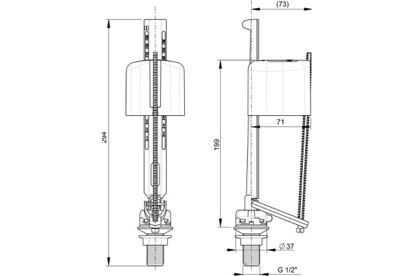 Арматура Wirquin вертикальная 2 режима