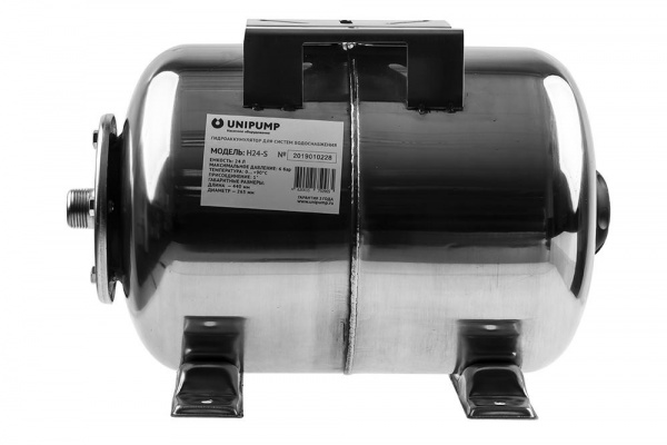 Гидроаккумулятор 24 литра UNIPUMP нержавейка горизонтальный