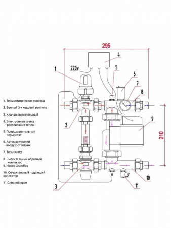 Насосно-смесительный узел Tim 1" JH-1039