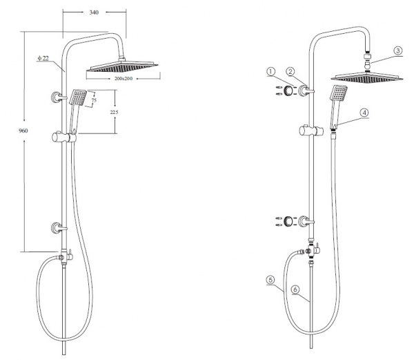 Стойка душевая хром Osgard 10070  