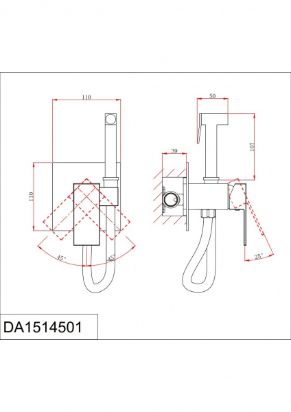 Смеситель скрытого монтажа матовое золото D&K  DA1514507