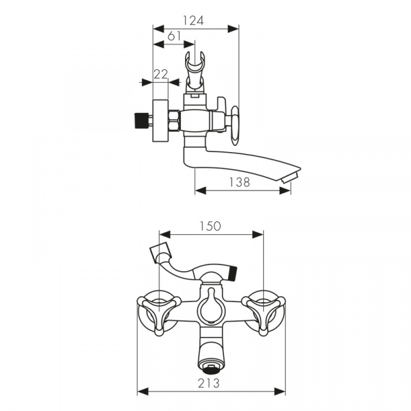 Смеситель ванны бронза Kaiser 57122-1