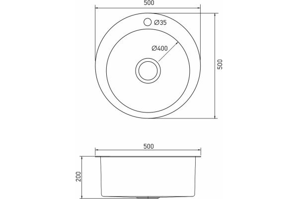 Мойка 500 профессиональная 3мм графит круглая