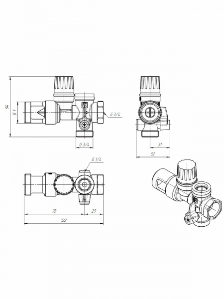 Группа безопасности Valtec для бойлера 3/4"