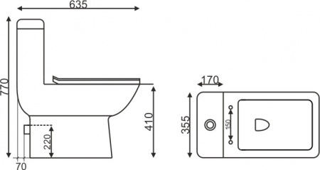 Унитаз монолит черный матовый az1111Mb