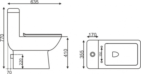 Унитаз монолит черный матовый az1111Mb