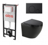 Комплект Инсталляция + черный унитаз + черная кнопка Чехия