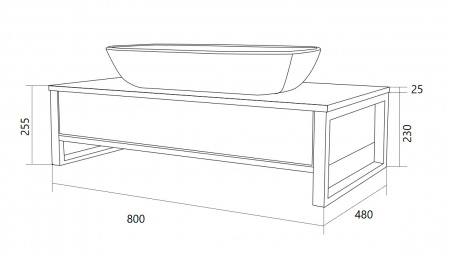 Тумба 80 см без раковины grunge графит подвесная
