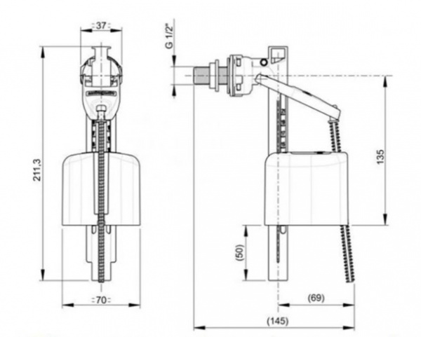 Клапан Wirquin 1/2" горизонтальный мини